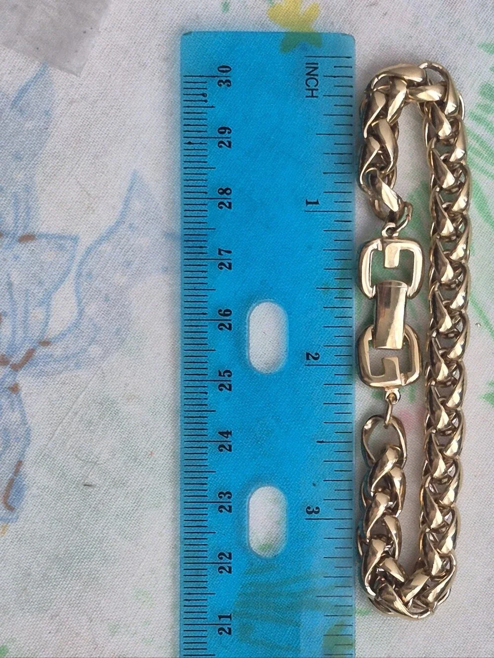 🌙Givenchy Vintage Gold Tone Double Wheat Chain Bracelet G Logo Clasp